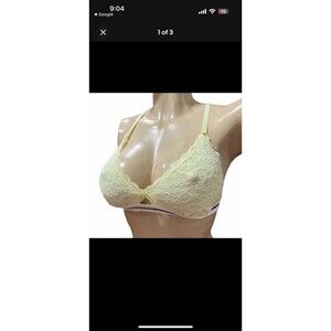 Victorias Secret Lace Triangle Unlined Racerback Bralette Bra Medium Yellow
